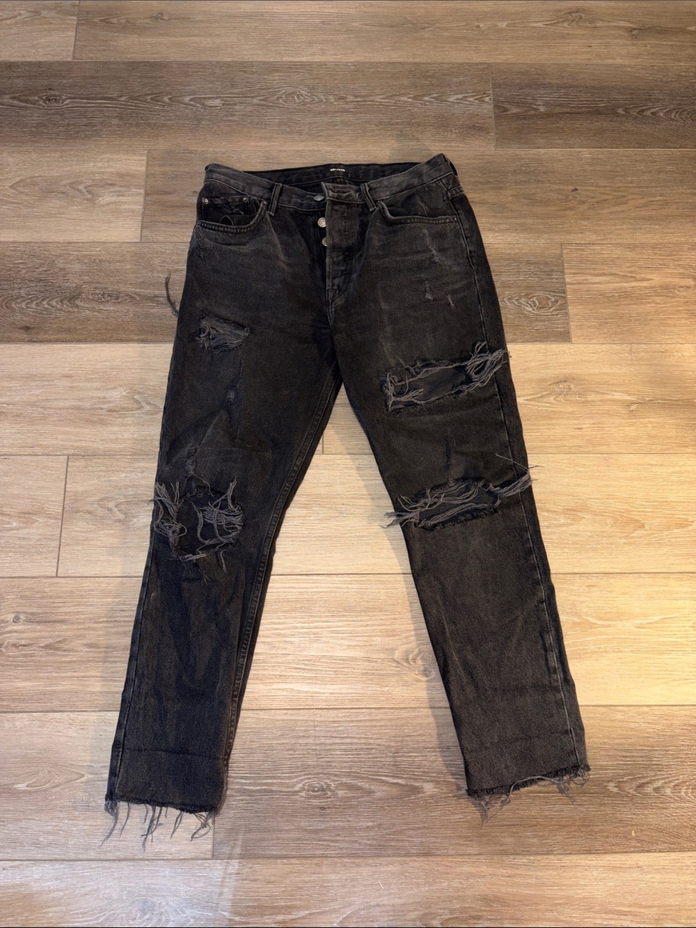 Men's Black Distressed Ripped Jeans Karoline 30
